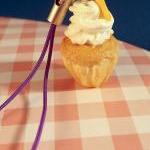Polymer Cupcake Charm. Clay Lemon Cupcake Charm..